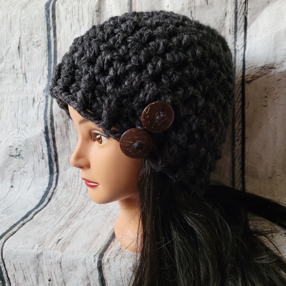 Women's Crochet Gray Wool winter hat - Picture 14 of 14